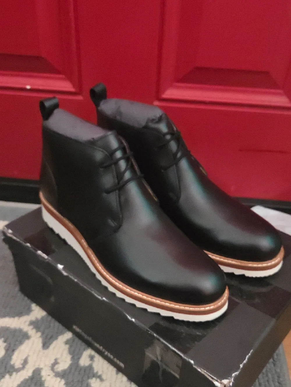 Vintage Foundry Co. Lewis Black Leather Chukka Boots - Sleek Lace-Up Design 7.5